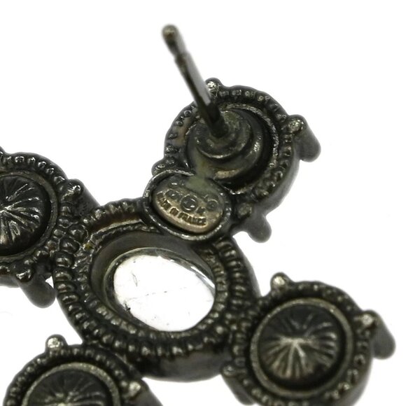 Chanel Dangle Pierced Earrings Rhinestone Silver - Picture 3 of 5